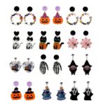 4 pares de pendientes de acrílico de Halloween, joyería festiva con personalidad, estilo:, E000165 Star Hat - Imagen 4