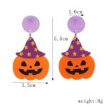 4 pares de pendientes de acrílico de Halloween, joyería festiva con personalidad, estilo:, E000166 Black Hat - Imagen 3