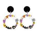 4 pares de pendientes de acrílico de Halloween, joyería festiva con personalidad, estilo:, E000167 Moon