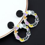 4 pares de pendientes de acrílico de Halloween, joyería festiva con personalidad, estilo:, E000167 Moon - Imagen 2