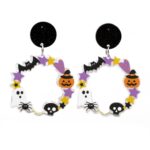 4 pares de pendientes de acrílico de Halloween, joyería festiva con personalidad, estilo:, E000168 Star