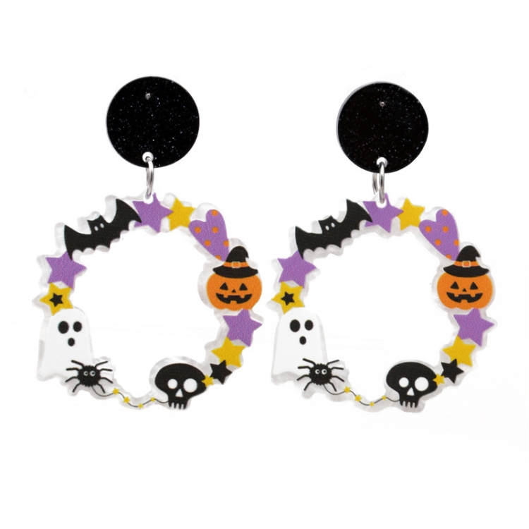 TBD0602494704.jpg 4 pares de pendientes de acrílico de Halloween, joyería festiva con personalidad, estilo:, E000168 Star - Imagen 1