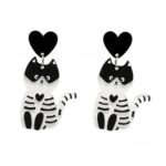 4 pares de pendientes de acrílico de Halloween, joyería festiva con personalidad, estilo:, E000164 White Cat