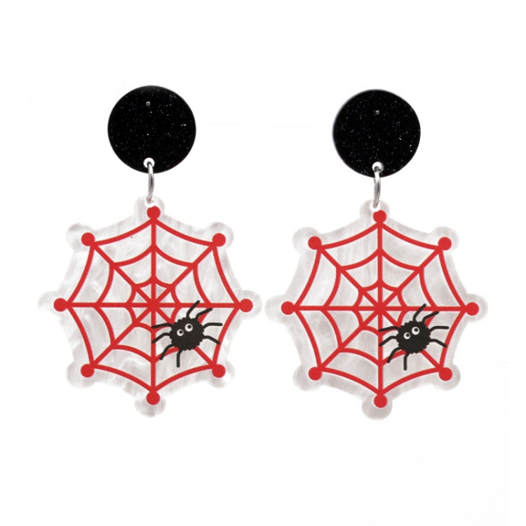 TBD0602494707.jpg 4 pares de pendientes de acrílico de Halloween, joyería festiva con personalidad, estilo:, E000163 Spider - Imagen 1