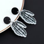 4 pares de pendientes de acrílico de Halloween, joyería festiva con personalidad, estilo:, E000161 Palm - Imagen 2