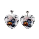 4 pares de pendientes de acrílico de Halloween, joyería festiva con personalidad, estilo:, E000173 Love