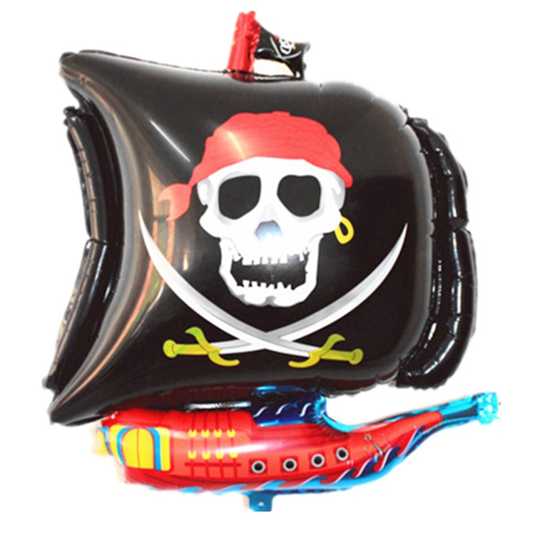 TBD0602494901A.jpg Globo de película de aluminio de Halloween de dibujos animados de globo de barco pirata de 5 piezas, Negro, Rojo, Red Black - Imagen 1