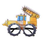 3 PCS Niños Fiesta de cumpleaños Gafas divertidas Accesorios para fotos, Logging Truck, Forklift, Tanker Truck, Small Crane, Bulldozer, Engineering Cap, Expel Soil Machine, Dump Truck, Excavator, Grinder, Screw Machine, Crane, Bus, Red Excavator...