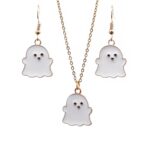 2 juegos de collar de pendientes de fantasma de aleación de joyería de Halloween, Ghost White