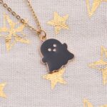 2 juegos de collar de pendientes de fantasma de aleación de joyería de Halloween, Ghost Black - Imagen 6