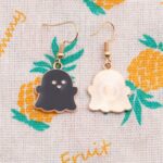 2 juegos de collar de pendientes de fantasma de aleación de joyería de Halloween, Ghost Black - Imagen 7