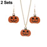 2 juegos de colgante de calabaza fantasma de Halloween, collar con orejas, joyería de personalidad, Pumpkin