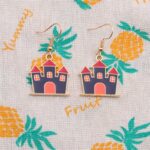 2 juegos de joyería de Halloween, collar de pendientes de castillo galvanoplastia de aleación con personalidad, Castle - Imagen 4