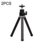 2 soportes para teléfono con proyector, mini trípode de metal telescópico portátil de escritorio, estilo:, 2 Sections (Black)