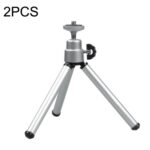 2 soportes para teléfono con proyector, mini trípode de metal telescópico portátil de escritorio, estilo:, 2 Sections (Silver)