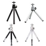 2 soportes para teléfono con proyector, mini trípode de metal telescópico portátil de escritorio, estilo:, 2 Sections (Silver) - Imagen 2