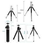 2 soportes para teléfono con proyector, mini trípode de metal telescópico portátil de escritorio, estilo:, 2 Sections (Silver) - Imagen 3