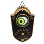 Colgante de decoración de sonido de terror brillante con timbre de un solo ojo de Halloween, Black, White, Green Eye Spider, Red Eye Spider