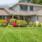 Halloween Spider Web Triangle Net Accesorios de decoración al aire libre, 7m x5.5m