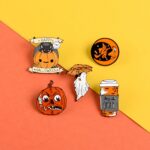 5 uds broche de dibujos animados de Halloween accesorio de cuello de insignia de mezclilla, XZ2393, XZ2394, XZ2343, XZ2321, XZ2388 - Imagen 2