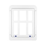 Puerta de tela escocesa para mascotas para orificio de puerta de ventana de pantalla con cierre automático bloqueable, 34cmx 44cm White - Imagen 2