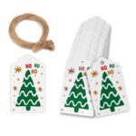Juego de 5 paquetes de tarjetas de regalo con etiquetas de papel Kraft de Navidad, L-31