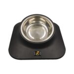 Comedero de cuello inclinado para perros y gatos con cuenco antideslizante de acero inoxidable para mascotas Pugga, estilo:, Single Bowl Black
