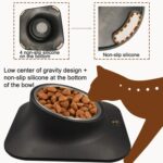 Comedero de cuello inclinado para perros y gatos con cuenco antideslizante de acero inoxidable para mascotas Pugga, estilo:, Single Bowl Black - Imagen 4
