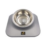 Comedero de cuello inclinado para perros y gatos con cuenco antideslizante de acero inoxidable para mascotas Pugga, estilo:, Single Bowl Silver Gray