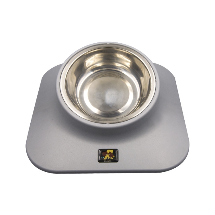 TBD0602561102.jpg Comedero de cuello inclinado para perros y gatos con cuenco antideslizante de acero inoxidable para mascotas Pugga, estilo:, Single Bowl Silver Gray - Imagen 1