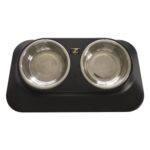 Comedero de cuello inclinado para perros y gatos con cuenco antideslizante de acero inoxidable para mascotas Pugga, estilo:, Double Bowl Black