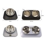 Comedero de cuello inclinado para perros y gatos con cuenco antideslizante de acero inoxidable para mascotas Pugga, estilo:, Double Bowl Black - Imagen 2