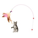 Palo para gato divertido de alambre con juguete para gato con campana, estilo: pluma, Feather
