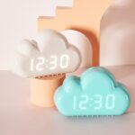1966 Cute Cloud Shape Activado por voz LED Despertador de cabecera, Blanco, Azul - Imagen 2