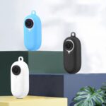 2 fundas de silicona para cámara de pulgar + cordón para Insta360 GO2., Negro, Blanco, Azul - Imagen 2