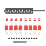 Sunnylife MM3-SN443 para palas de hélice Mini 3 Pro + bolsa de almacenamiento plegable de silicona, Red Strip+Gray Bag