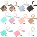 Cartera de pulsera de cuentas de silicona con borla de PU con llavero, Marble - Imagen 2