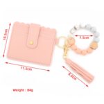 Cartera de pulsera de cuentas de silicona con borla de PU con llavero, Marble - Imagen 3