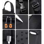WEIXIER B1862 Hombres Negocios Ocio Gran capacidad Bolsa de viaje Mochila para computadora, B1862 Black - Imagen 5