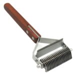 Mango de madera para mascotas Peine de acero inoxidable de doble propósito Peine para depilación de mascotas, DS-Y075