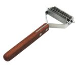 Mango de madera para mascotas Peine de acero inoxidable de doble propósito Peine para depilación de mascotas, DS-Y075 - Imagen 2