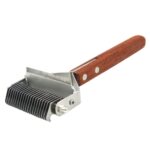 Mango de madera para mascotas Peine de acero inoxidable de doble propósito Peine para depilación de mascotas, DS-Y075 - Imagen 3