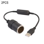 2 uds USB de coche a enchufe de encendedor de cigarrillos 5V a 12V Cable adaptador de corriente Boost, 120cm