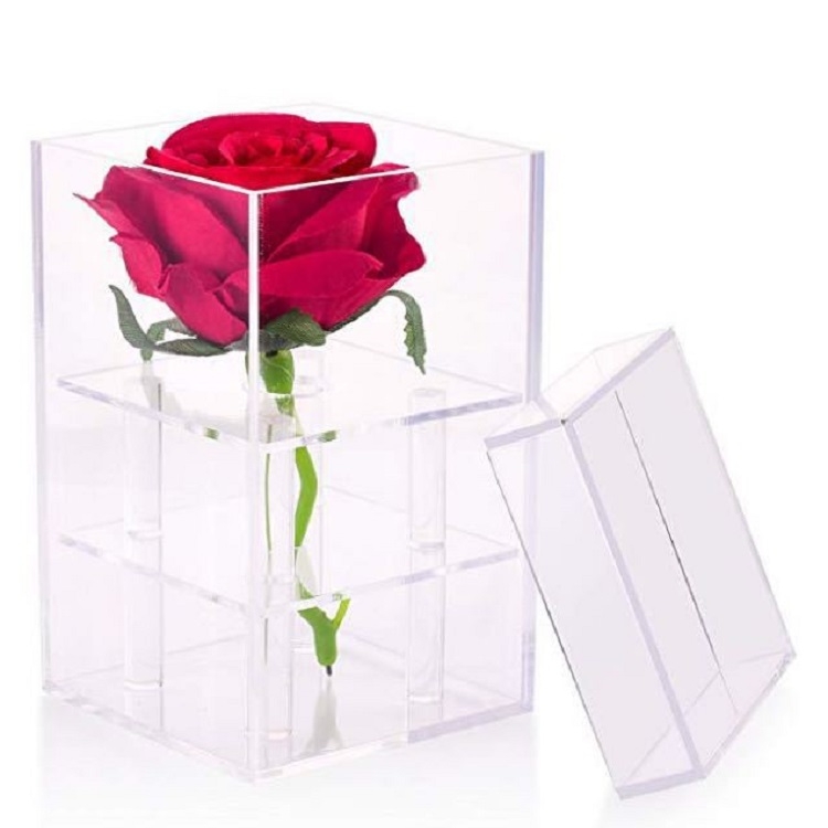 TBD0602702301.jpg Caja de regalo de acrílico transparente cuadrada Caja de flores, 1 Hole - Imagen 1