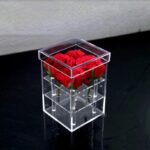 Caja de regalo de acrílico transparente cuadrada Caja de flores, 4 Holes