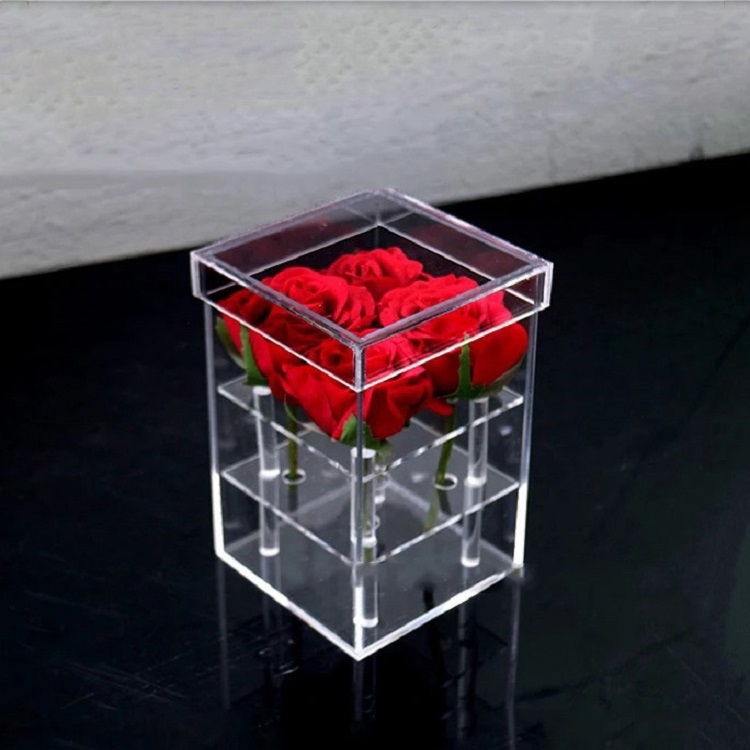 TBD0602702302.jpg Caja de regalo de acrílico transparente cuadrada Caja de flores, 4 Holes - Imagen 1