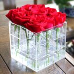 Caja de regalo de acrílico transparente cuadrada Caja de flores, 9 Holes