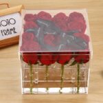 Caja de regalo de acrílico transparente cuadrada Caja de flores, 16 Holes