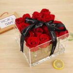 Caja de regalo de acrílico transparente cuadrada Caja de flores, 16 Holes - Imagen 5