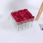 Caja de regalo de acrílico transparente cuadrada Caja de flores, 25 Holes